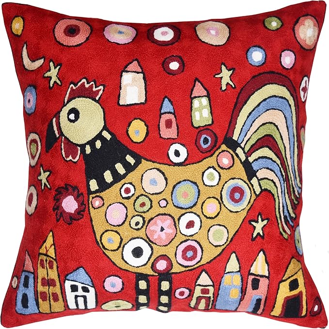 Red Rooster Throw Pillow Cover Karla Gerard Floral Pillowcase Floral Chair by Kashmir+Designs