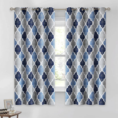 beauoop moroccan 100% blackout curtains bedroom blue grey, main product view