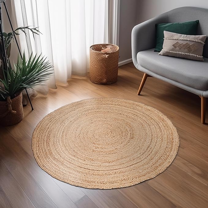Ramanta Home Hand Woven Jute Braided Rug 4' Round by RamantaHome