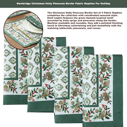 Newbridge Christmas Holly Pinecone Border 70 Inch Long Fabric Table Runner - Image 4