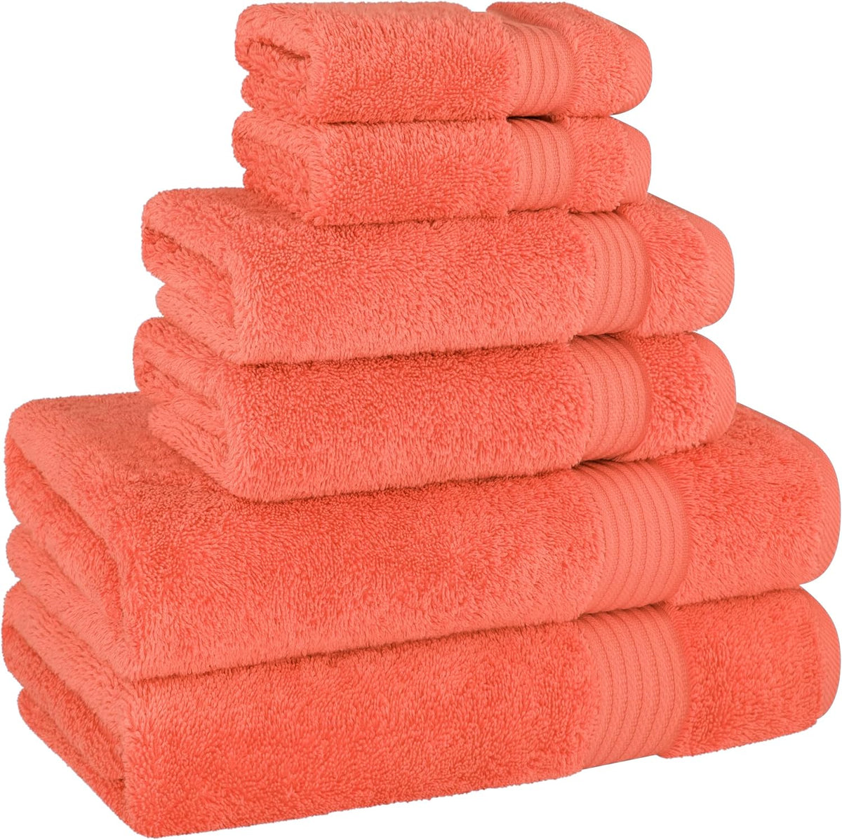 cotton paradise 6 piece towel set, 100% cotton showing dimensions