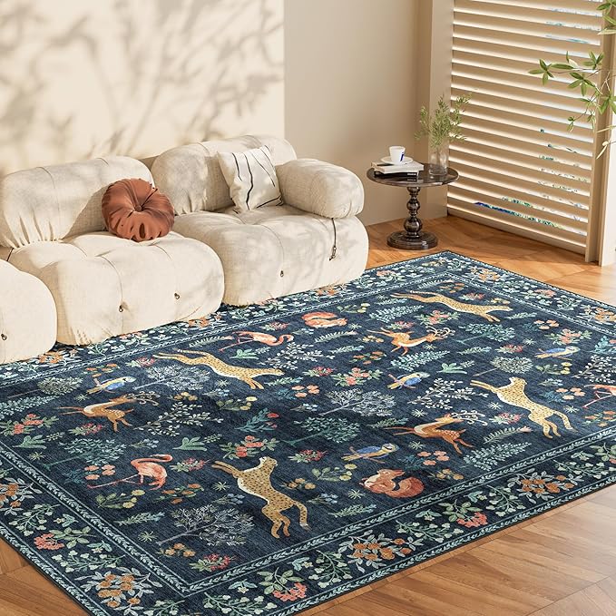 DUKINO 8x10 Rug, Washable Animal Living Room Rug - Image 8