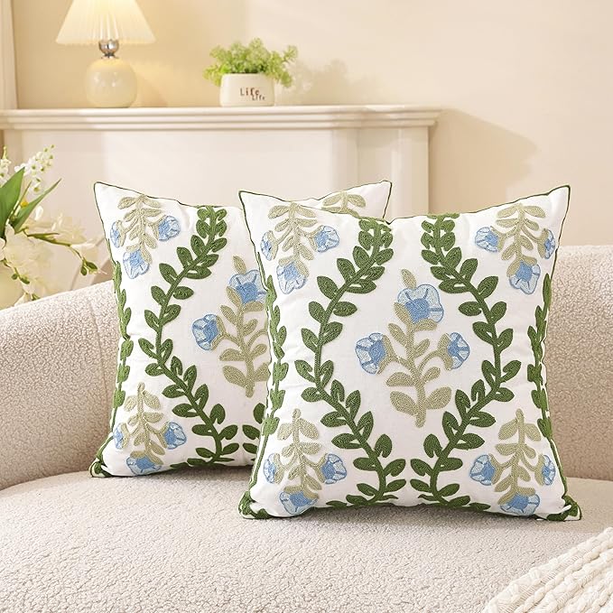 TAOSON Pack of 2, Cotton Cushion Covers, Spring Farmhouse Decor, Valentine's - Image 2
