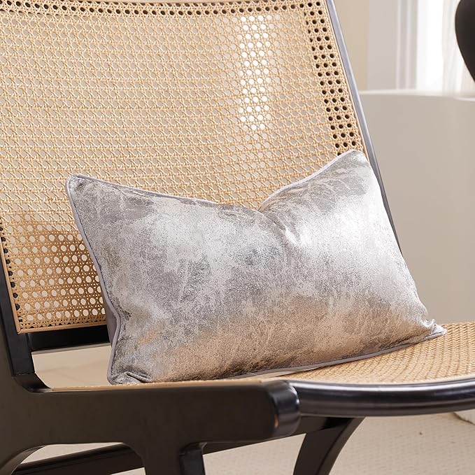 THE-TINOART Platinum Silver Metallic Pillow Case 12x20 - Image 2