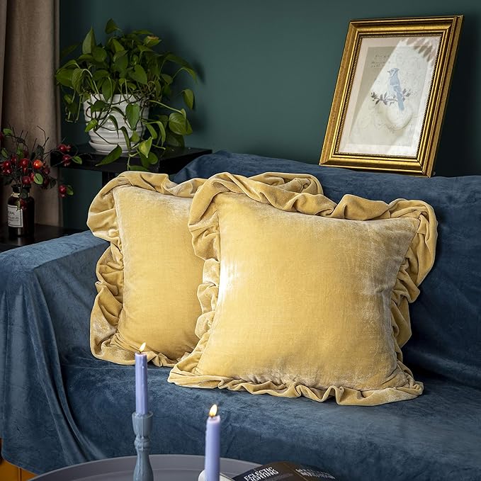 Velvet Throw Pillow Cover Soft Decorative Luxurious Solid Square Cushion Case by GLORYSEASON