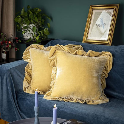 Velvet Throw Pillow Cover Soft Decorative Luxurious Solid Square Cushion Case by GLORYSEASON