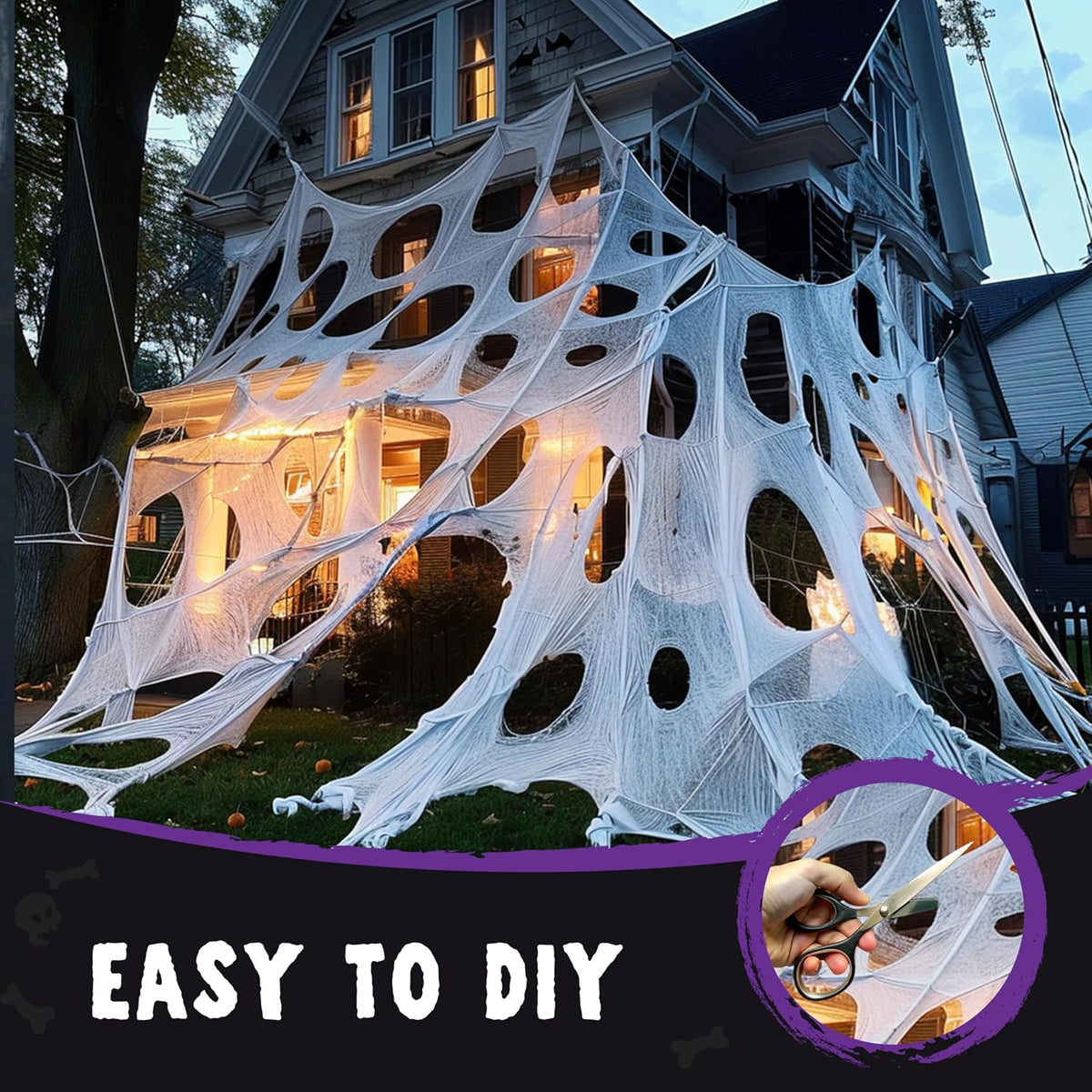 JOYIN 1000sqft Halloween Spider Web Outdoor Decoration, Giant Spider Cobwebs Halloween Decor Outside, DIY Stretchy Flexible Spiderweb Decor for Haunted House Party Decorations Supplies