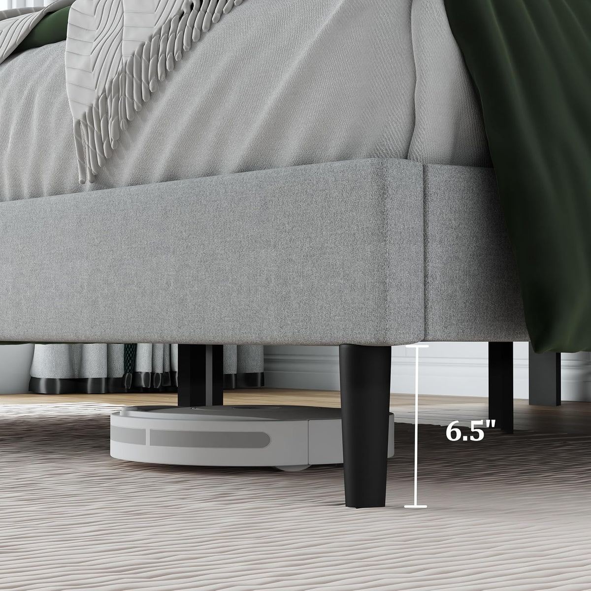 queen size upholstered bed frame frame with headboard，velvet on a desk or shelf