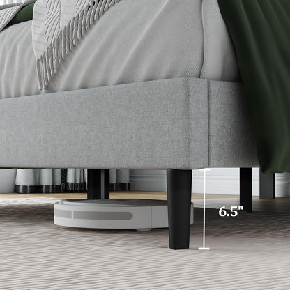 queen size upholstered bed frame frame with headboard，velvet on a desk or shelf