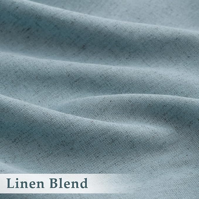 Linen Blue Pinch Pleated 102 Inch Curtains 2 Panels - Image 3