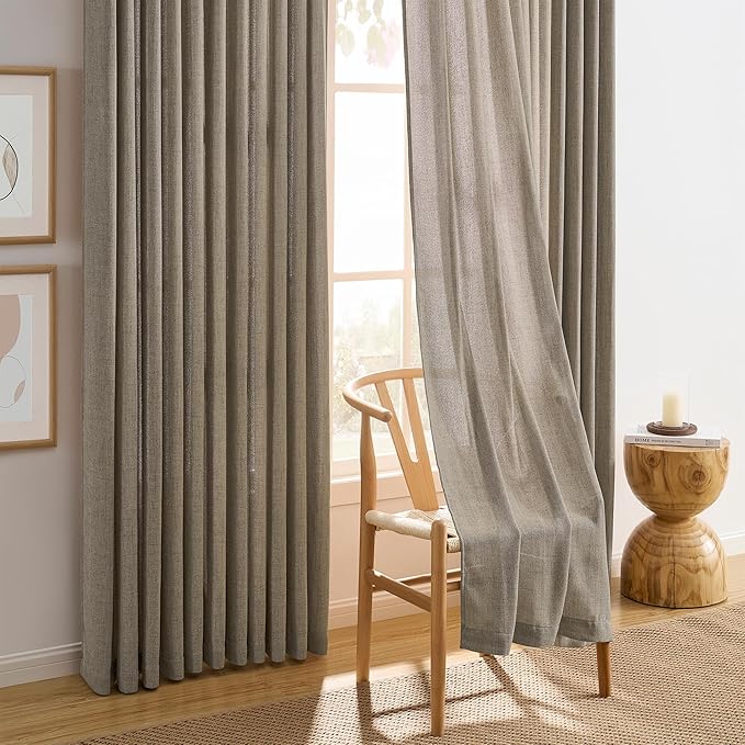 RAIN CITY Pinch Pleated Sheer Curtains 90 Inches Long, Back Tab Hook Drapes - Image 6