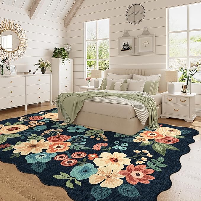 DUKINO 5x7 Area Rug, Floral Washable Rugs - Image 3