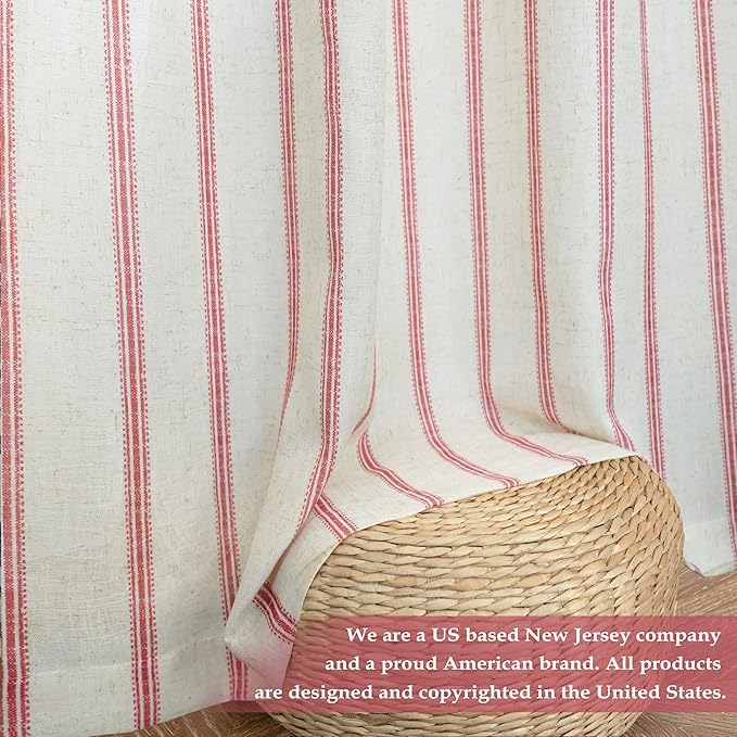 DriftAway Farmhouse Vertical Striped Linen Blend Textured Light Filtering Semi - Image 7