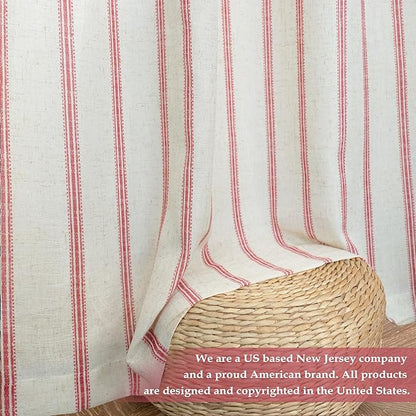 DriftAway Farmhouse Vertical Striped Linen Blend Textured Light Filtering Semi - Image 7