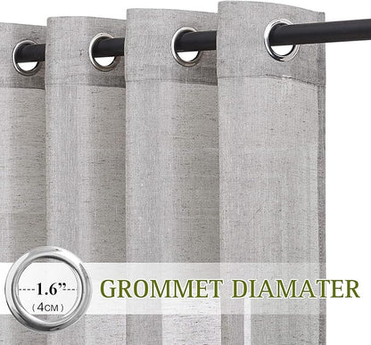 NICETOWN Semi Sheer Linen Blend Living Room Curtains, Grommet Top Flew to Floor - Image 2