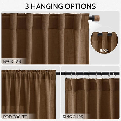 Tobacco Brown Linen Curtains 90 Inch Long - Image 2