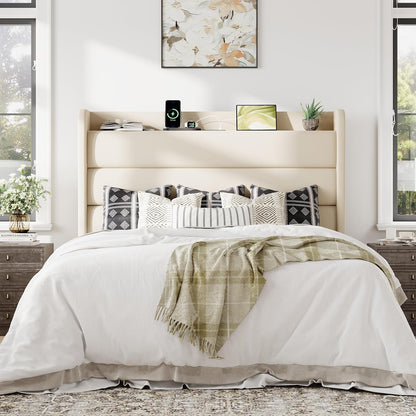 allewie full size upholstered bed frame with charging, close-up detail