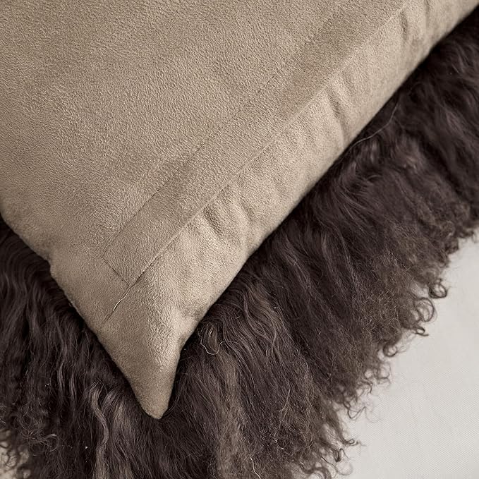 Genuine Mongolian Lamb Fur Pillow Cover – 12"x20" Rectangular Cushion Case – - Image 6