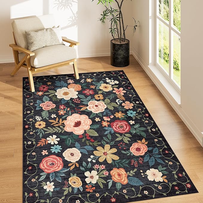 DUKINO 3x5 Area Rug, Floral Rugs by DUKINO