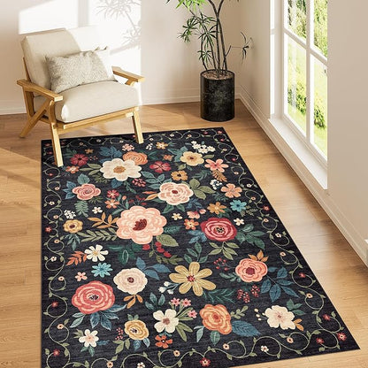 DUKINO 3x5 Area Rug, Floral Rugs by DUKINO