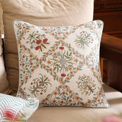 ISAENNE Design Linen Throw Pillow Covers 18"x18", Square Farmhouse Cushion - Image 2