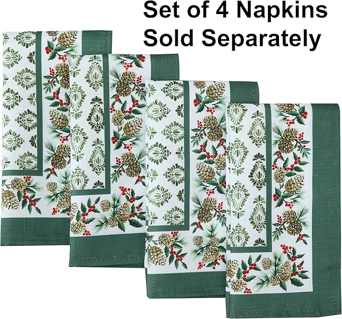 Newbridge Christmas Holly Pinecone Border 60 x 120 Inch Rectangle Fabric - Image 9