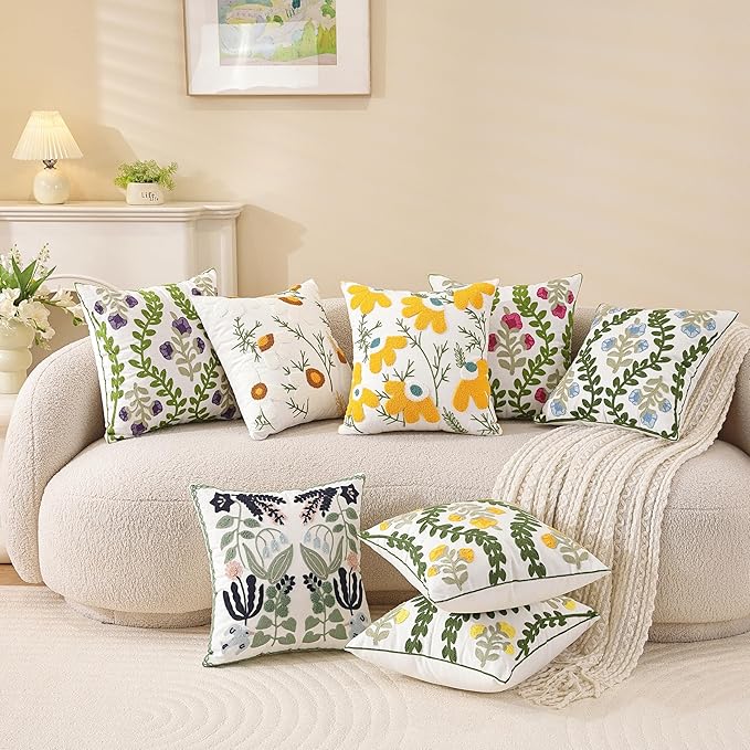 TAOSON Pack of 2, Cotton Cushion Covers, Spring Farmhouse Decor, Valentine's - Image 7