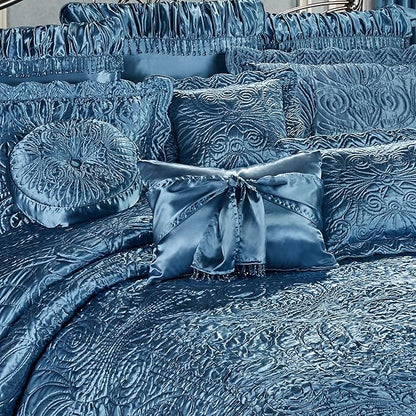 Touch of Class Portia Luxury Bedding | Sapphire | Quilted Polyester Satin | - Image 3