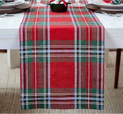 Solino Home Linen Tartan Plaid Table Runner 48 Inches by SolinoHome