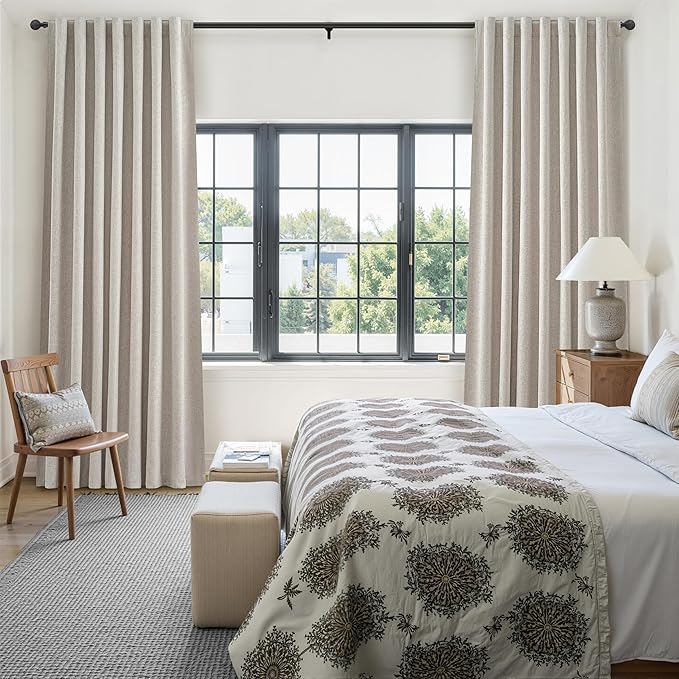 100% Blackout Curtains 45 Inches Long 2 Panels Set, Short Linen Heat Blocking - Image 8