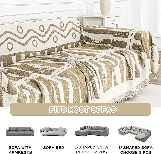 MEETSKY Boho Couch Covers for 2 Cushion Couch Sofa, Sofa Covers Washable Couch - Image 5