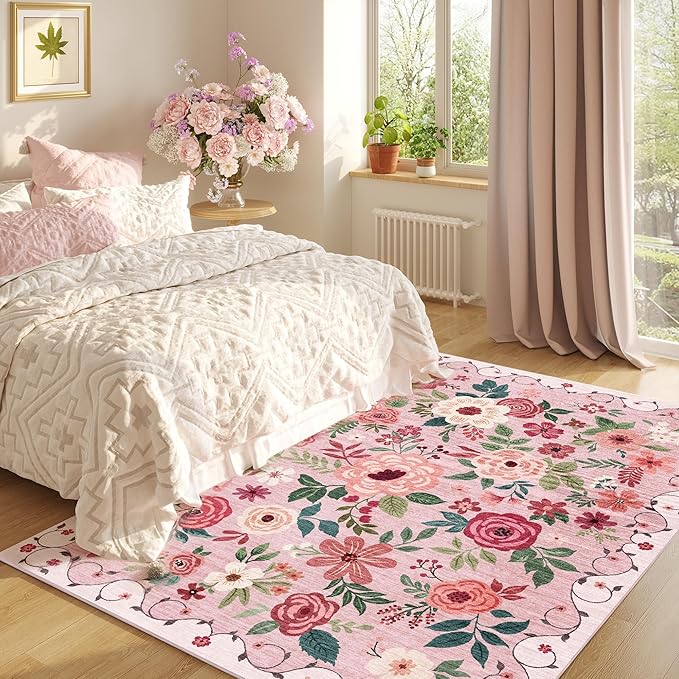 DUKINO 5x7 Area Rug, Nursery Floral Rugs - Image 3