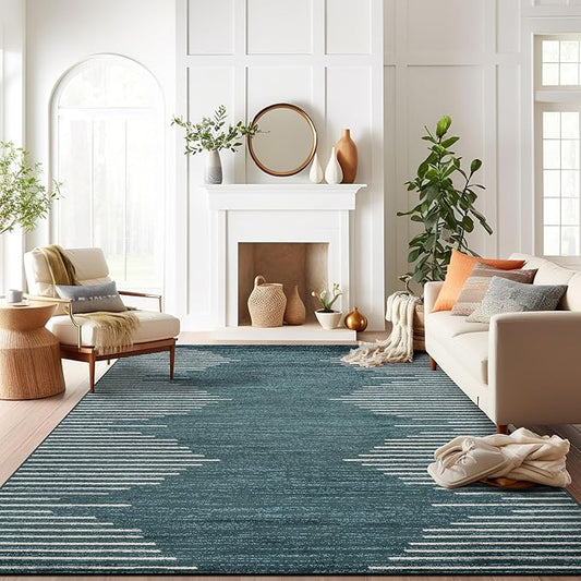 Rugshop Bohemian Stripe Stain Resistant High Traffic Living Room Kitchen by Rugshop
