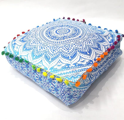 CRAFT KALA 18" Square Large Hippie Mandala Meditation Floor Ottoman Pillow by CRAFTKALA
