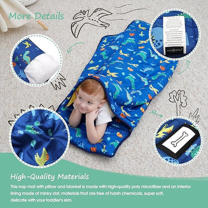 ACRABROS Toddler Nap Mat with Pillow and Blanket, Extra Large Rolled Napping - Image 6