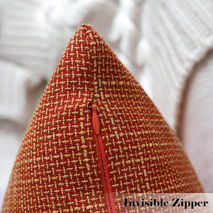 Kevin Textile Fall Pillow Covers Faux Linen Square 2 Tone Woven Autumn Throw - Image 3