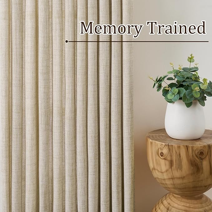 RAIN CITY Beige Pinch Pleated Sheer Curtains 100 Inches Long, W50 x L100 Inch - Image 3