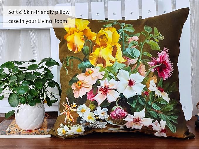 Vintage Floral Bouquet 20x20 Plush Throw Pillow Case, Double-Sided Printed - Image 4