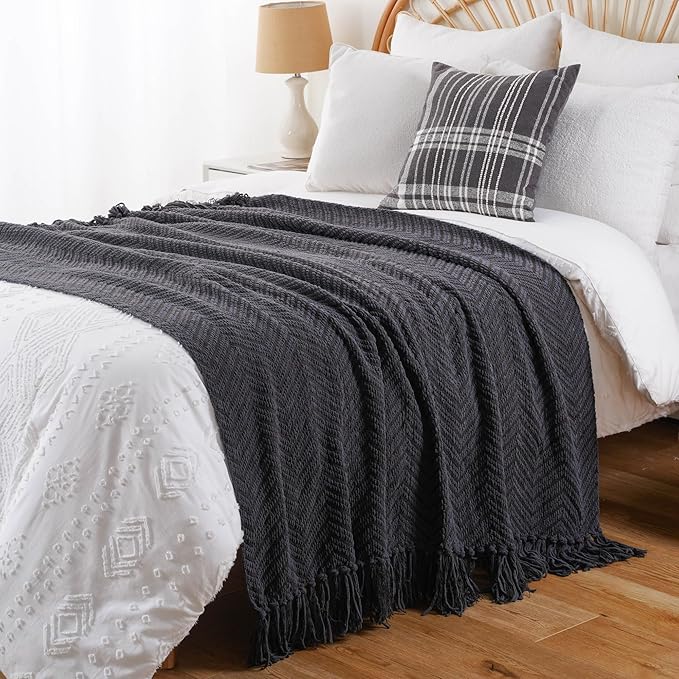 BATTILO HOME Dark Grey Throw Blanket - Image 6