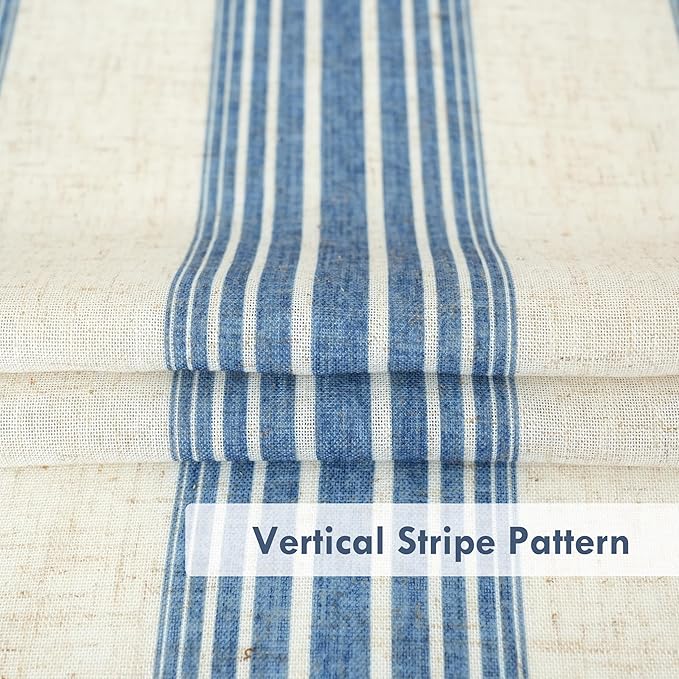 DriftAway Farmhouse Vertical Striped Linen Blend Textured Light Filtering Semi - Image 3