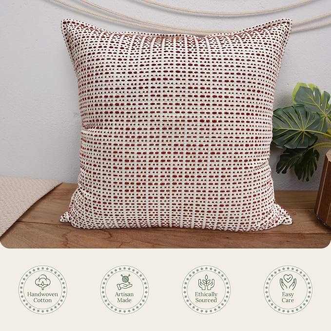 SanVia Rust Glow Premium Cotton Throw Pillow Covers, 20 x 20 Inches, Luxurious - Image 4