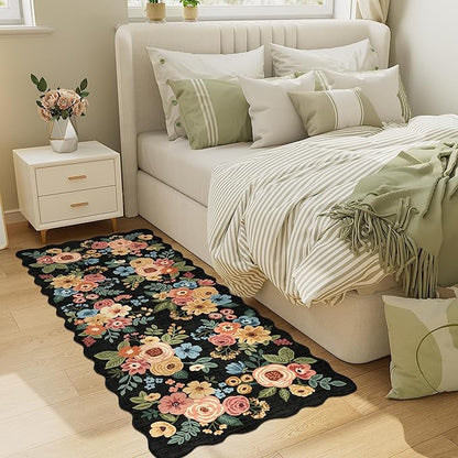 DUKINO 2x5 Washable Runner Rugs, Non Slip Floral Print Entryway Rug - Image 4