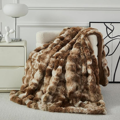Faux Fur Throw Blanket for Couch Cozy Fuzzy Soft Plush Thick Fluffy Fleece - Image 6