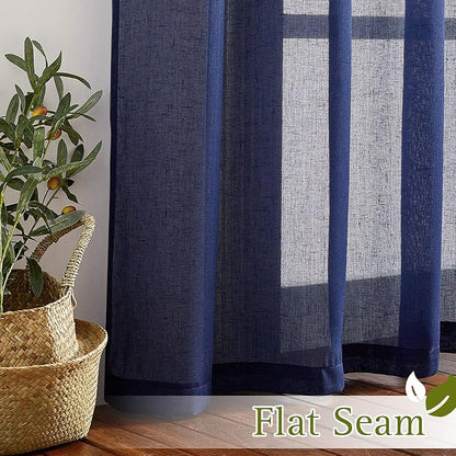 NICETOWN Natural Open Linen Weave Flax Textured Sheer Window Curtains, 63 - Image 6