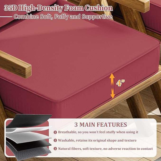 Outdoor Seat Cushion Set 22 L × 24 W × 5 H Inch Waterproof & Fade Resistant - Image 3