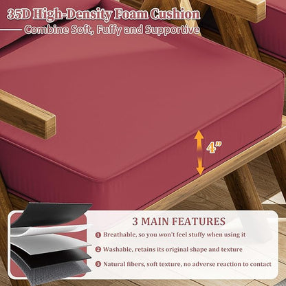 Outdoor Seat Cushion Set 22 L × 24 W × 5 H Inch Waterproof & Fade Resistant - Image 3