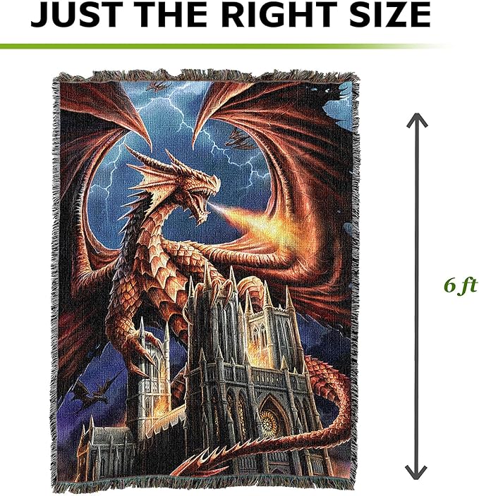 Pure Country Weavers Dragon Fury Woven Blanket by Anne Stokes - Image 4