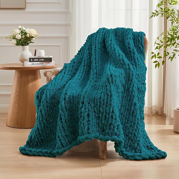 Carriediosa Chunky Knit Throw Blanket 60" X 80" Twin, 100% Hand Made Large - Image 8