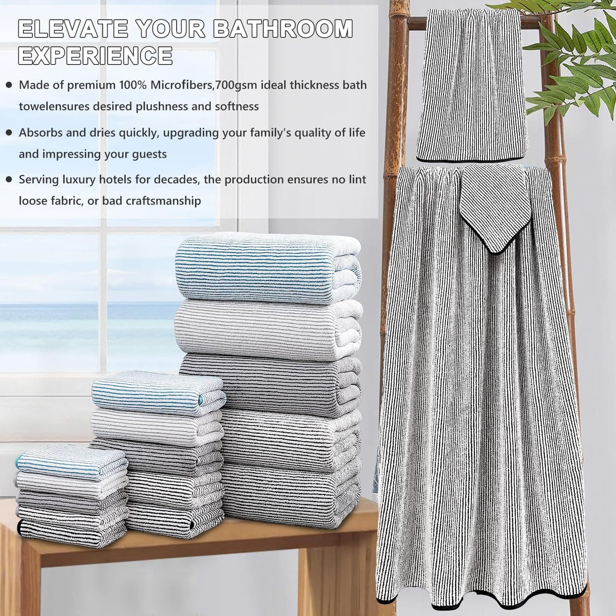 4 piece bath towel set 35"x70"oversized bath towel, package contents