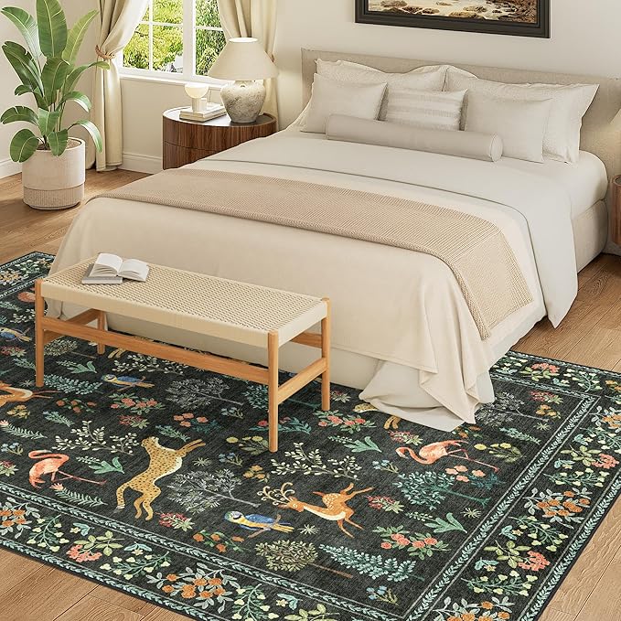 DUKINO 9x12 Rug, Washable Animal Living Room Rug - Image 3